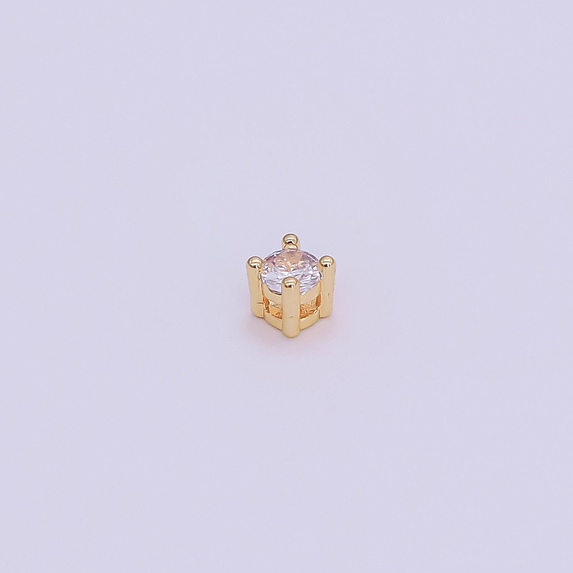 24K Gold Filled 3.5mm Clear CZ Round Bead in Gold & Silver | B446