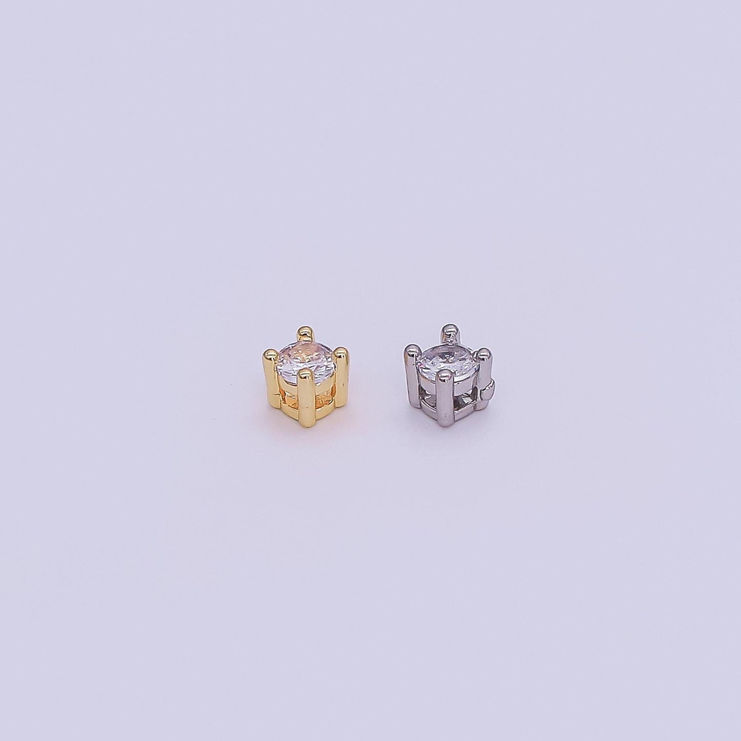 24K Gold Filled 3.5mm Clear CZ Round Bead in Gold & Silver | B446
