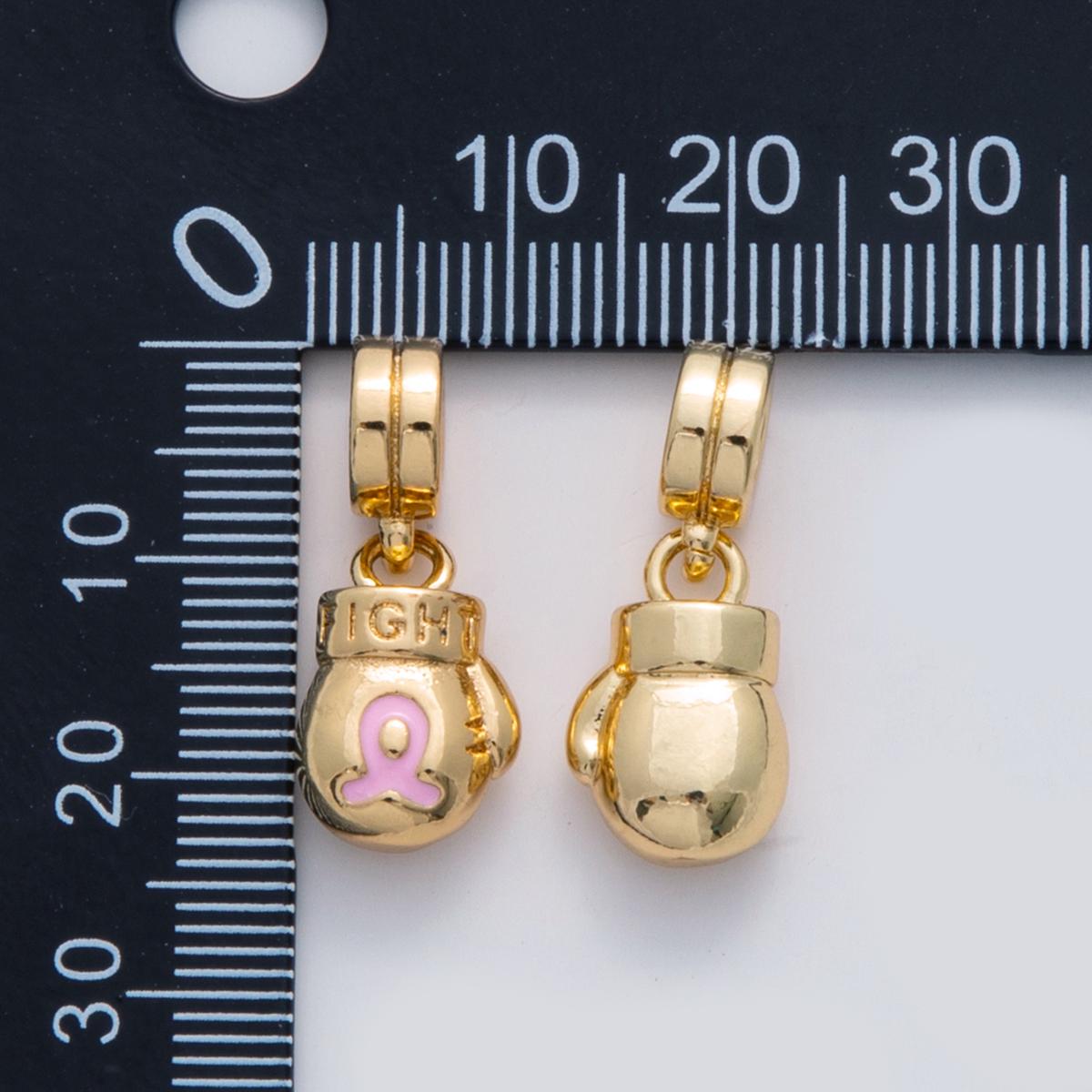 Small gold cancer awareness survivor hope ribbon pendant Boxing Glove Fighter cancer awareness ribbon Rondelle Charm Bracelet C-105