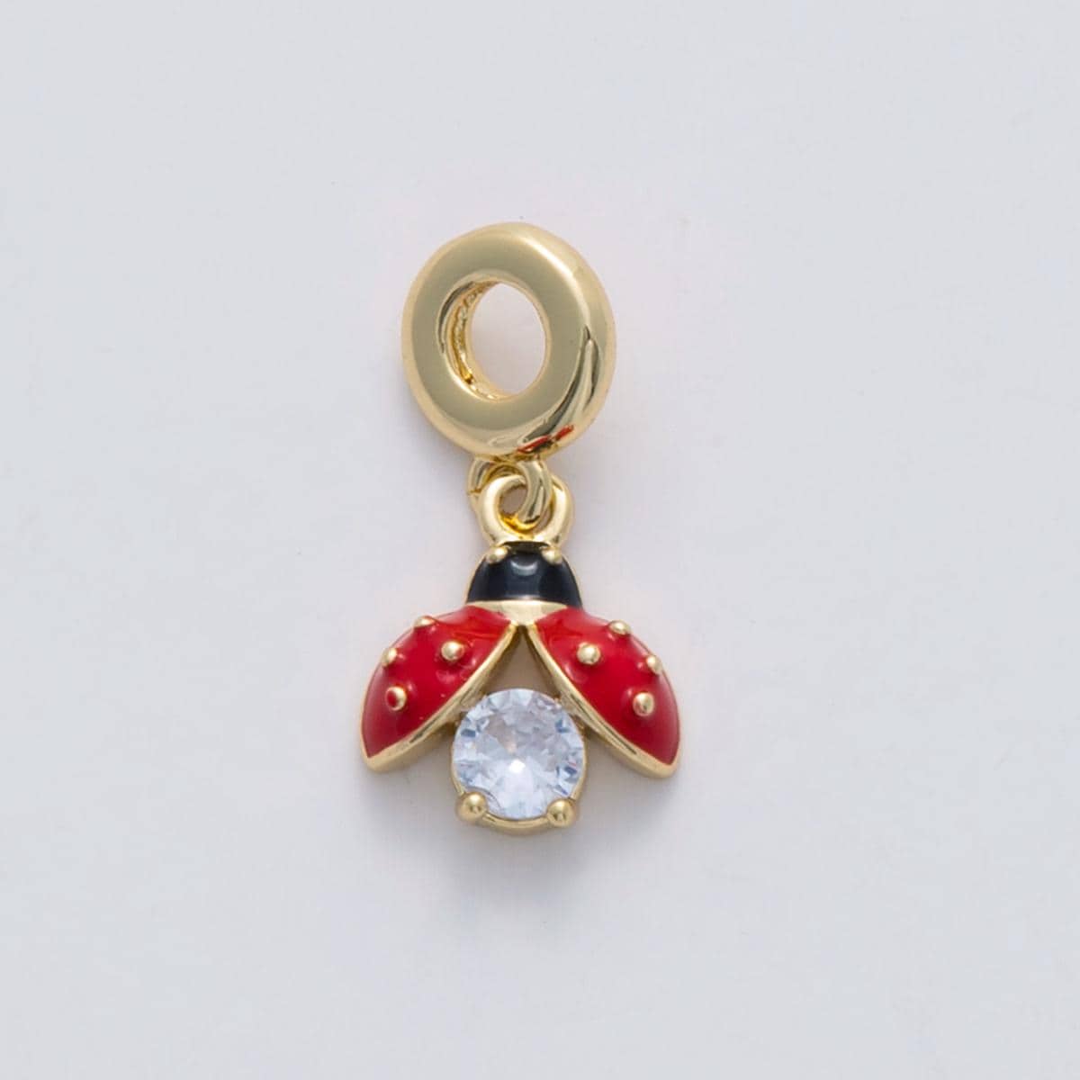 24k gold filled Red Lady Bug Charm Succulent theme rondelle bail drop pendant | C-134