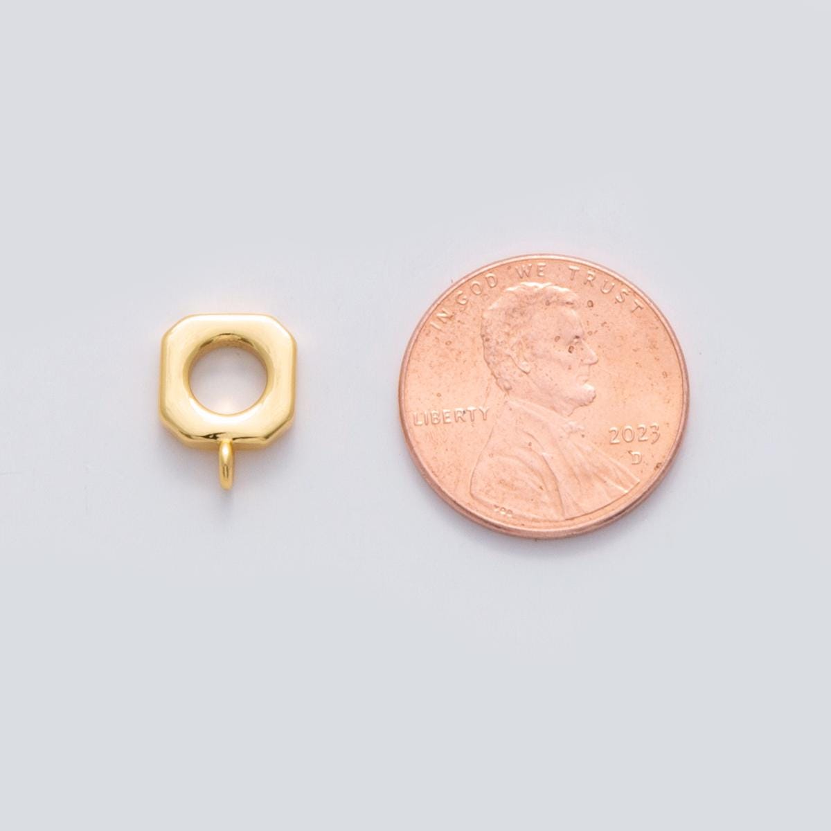 Gold Bail Charm Holder Spacer with Loop Square Bead Spacer with Closed Link for Cord Slider Bails Spacer Ring Z-1162