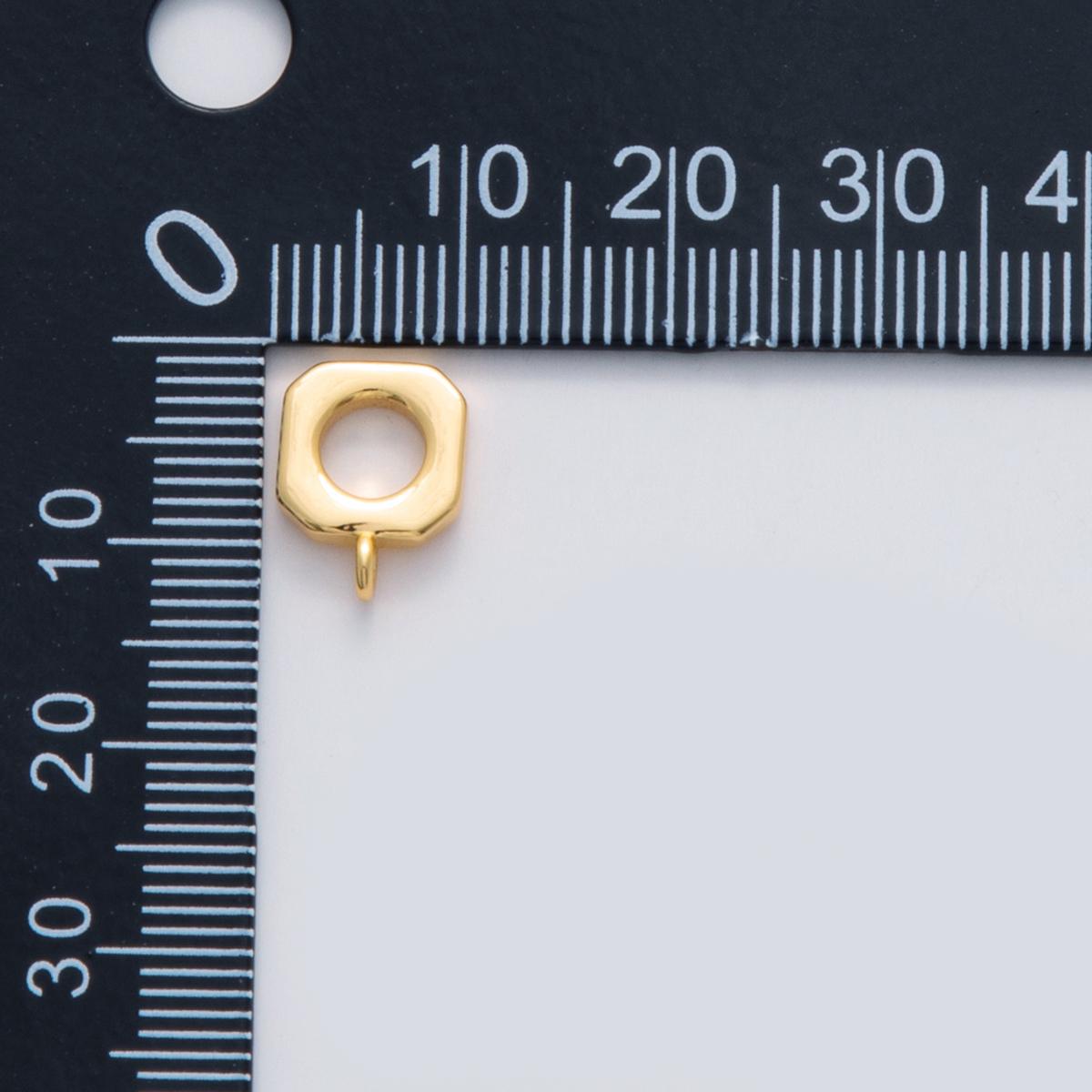 Gold Bail Charm Holder Spacer with Loop Square Bead Spacer with Closed Link for Cord Slider Bails Spacer Ring Z-1162