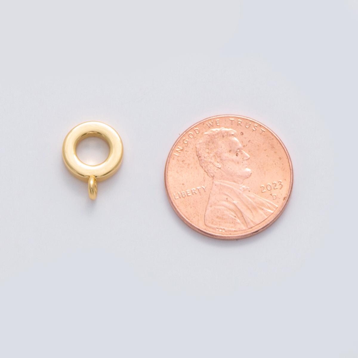 Gold Bail Charm Holder Spacer with Loop Square Bead Spacer 11.5 mm with Closed Link for Cord Slider Bails Spacer Ring Z-1163