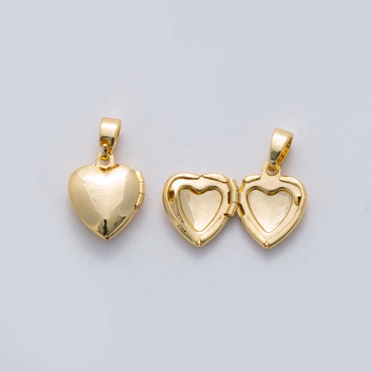 Minimalist Heart Locket Pendants Mini Heart Charm for Photo Picture Necklace bracelet in 18k gold filled Supply Ah-688