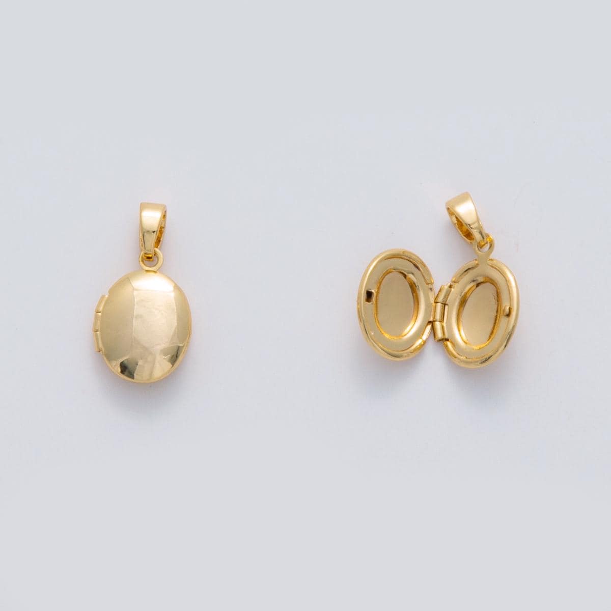 Minimalist Oval Locket Pendants Mini Oval Charm for Photo Picture Necklace bracelet in 18k gold filled Supply AH-690