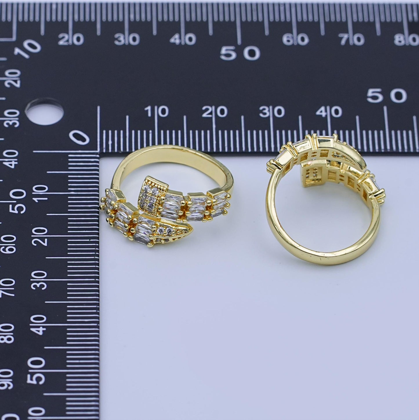 24K Gold Filled Clear CZ Baguette Micro Paved Wrap CZ Ring | O1434