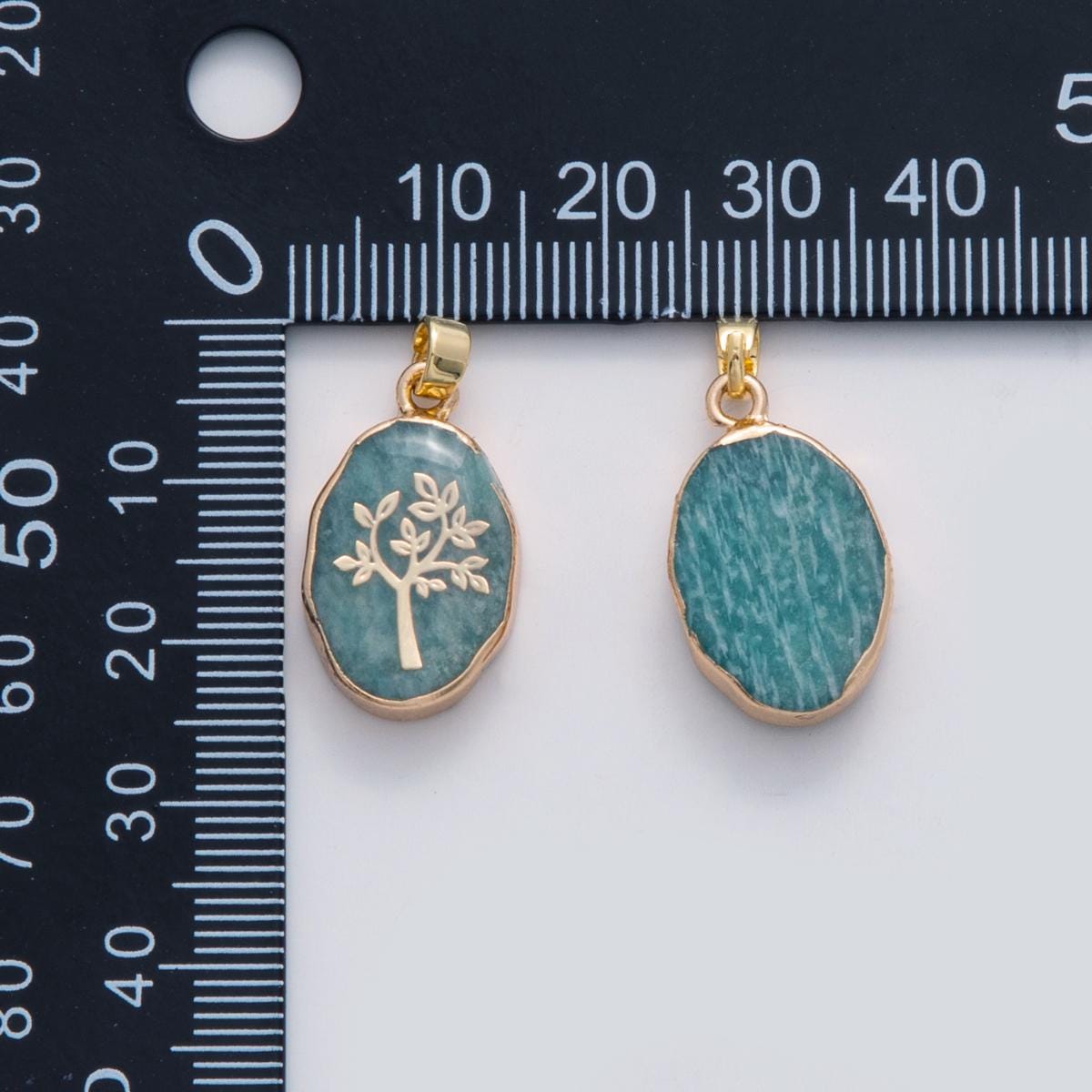 Dainty Tree Pendant Spring Charm Blue GemStone Charm in 18k Gold Filled AH-696