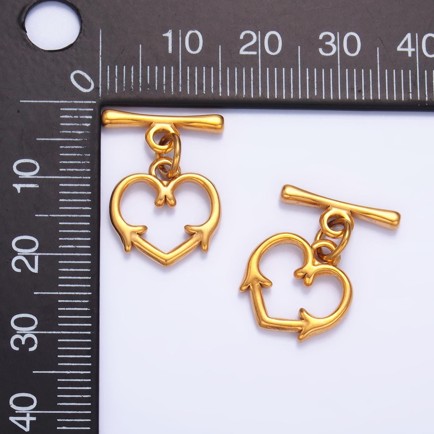Stainless Steel Artisan Heart Toggle Clasps Closure Finding | Z1261