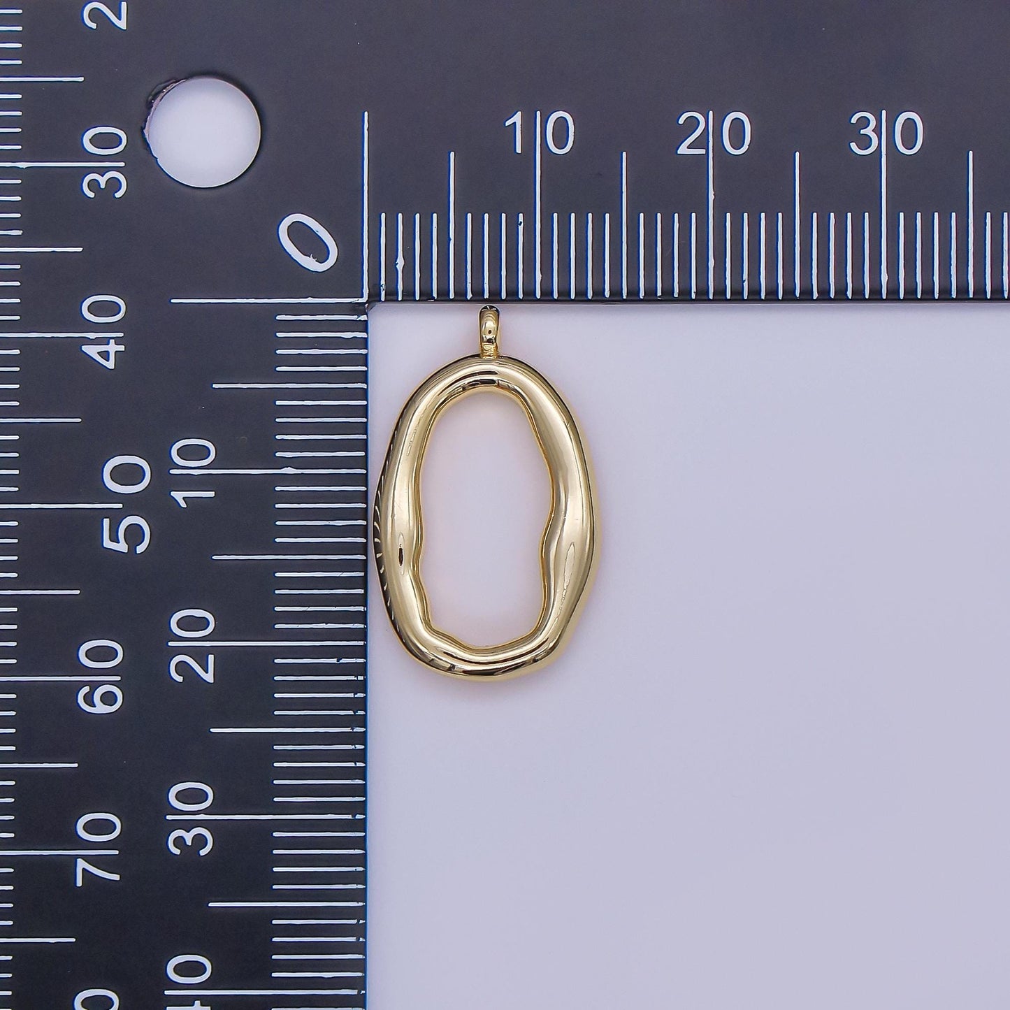 24K Gold Filled Geometric Molten Oblong Charm | M141