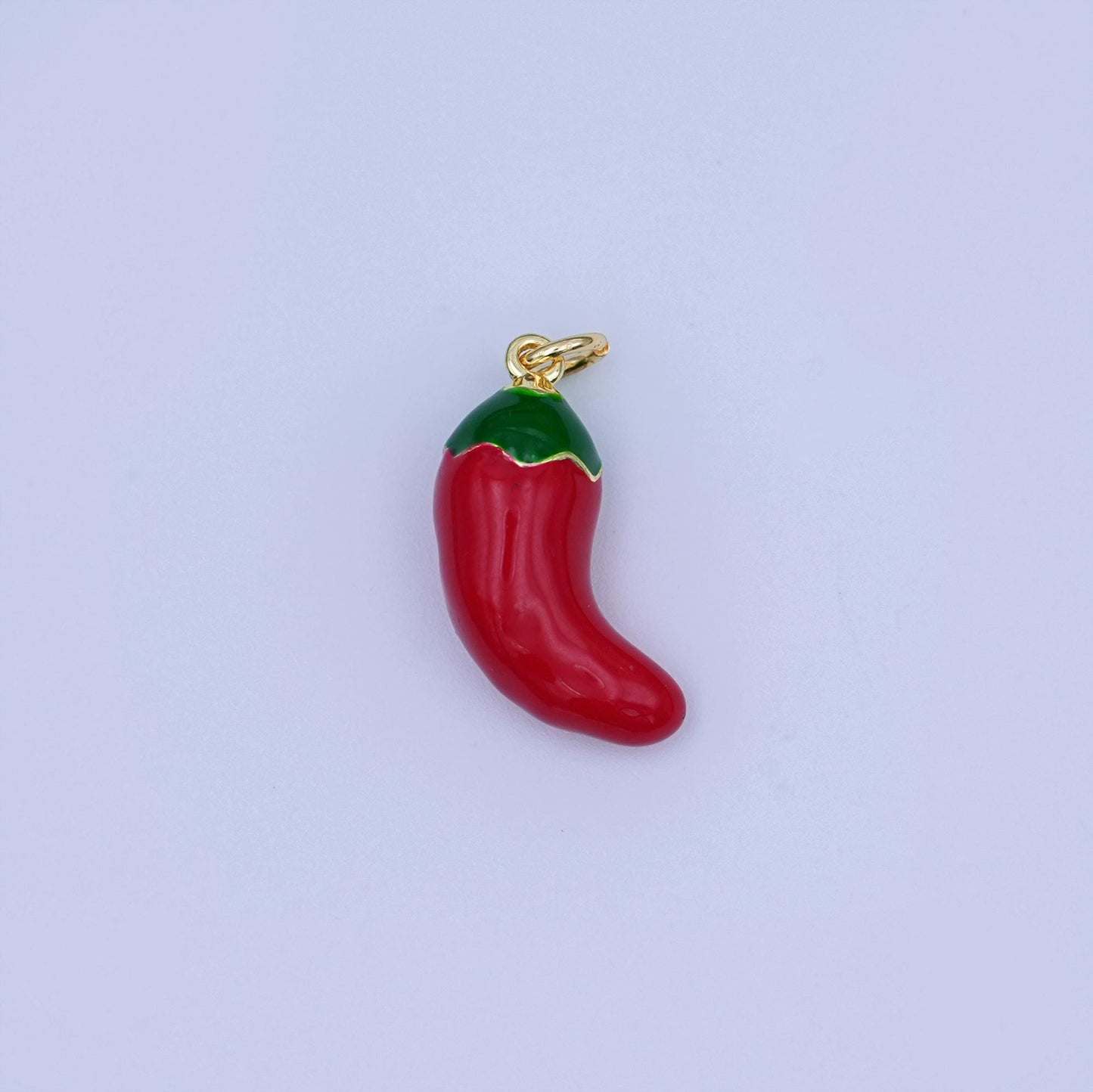24K Gold Filled 20mm Red Enamel Chili Fresno Charm | X119