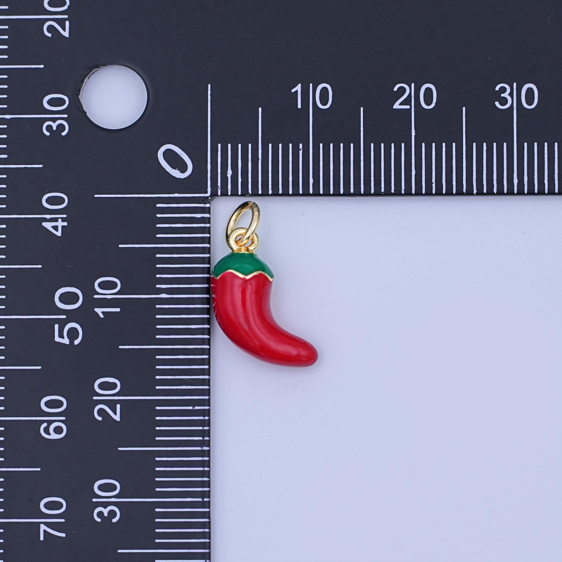 24K Gold Filled 14mm Red Enamel Chili Fresno Charm | X117