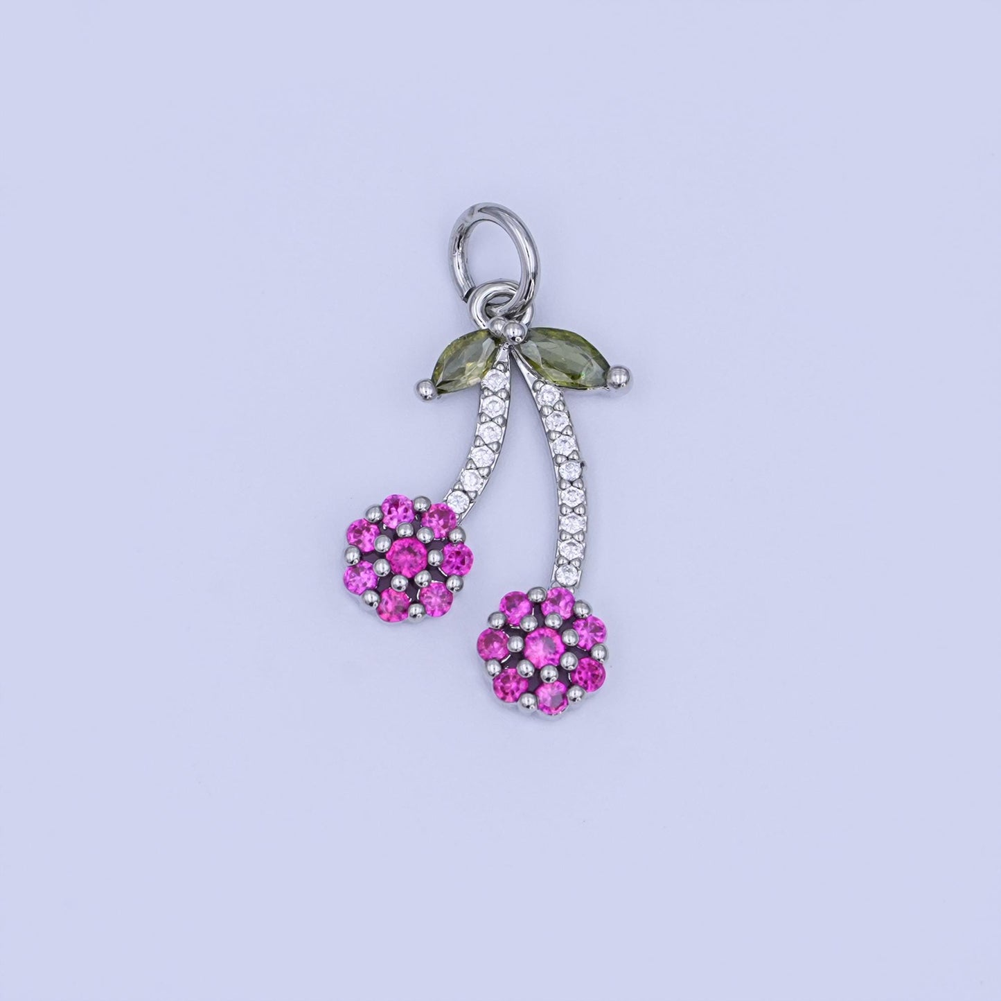 24K Gold Filled Micro Paved Cherry Fruit Charm in Gold & Silver | X113