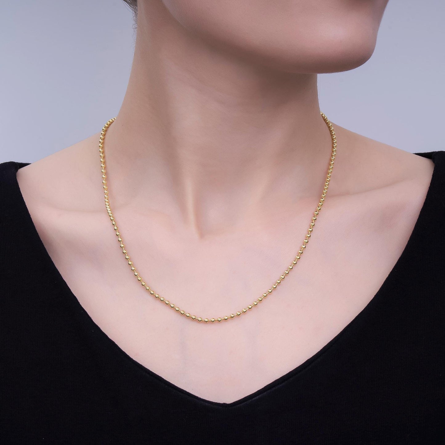 14k gold filled 2.4mm round bead 20 inch chain necklace in gold Ready to wear necklace for jewelry making supply WA-3175