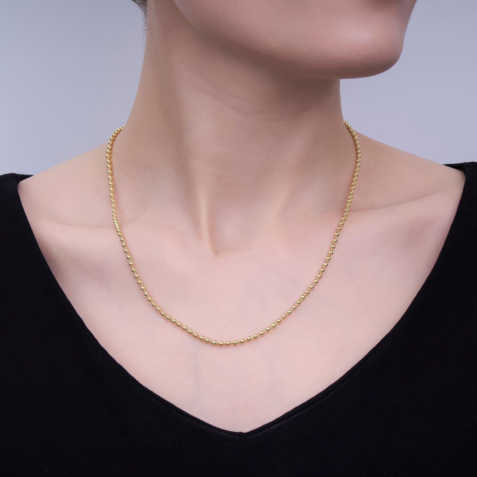 14k gold filled 2.4mm round bead 20 inch chain necklace in gold Ready to wear necklace for jewelry making supply WA-3175