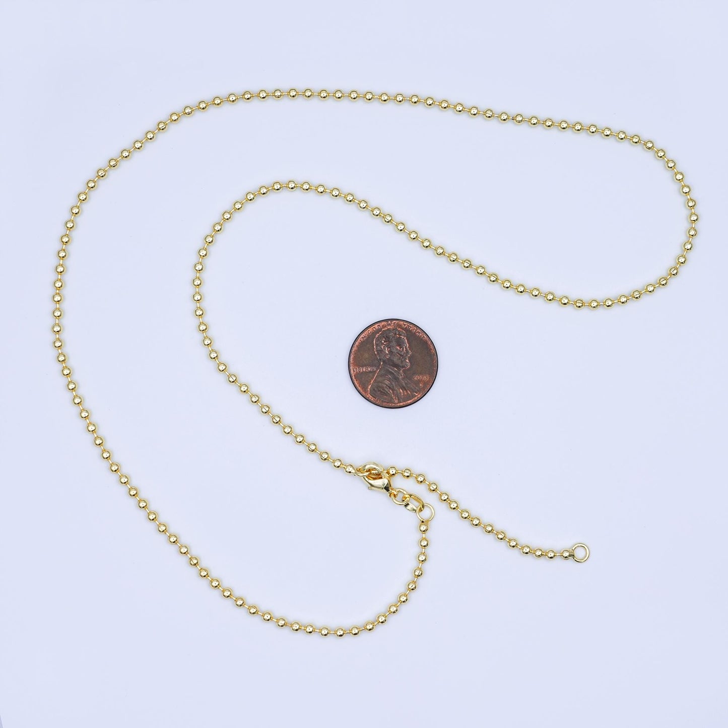 14k gold filled 2.4mm round bead 20 inch chain necklace in gold Ready to wear necklace for jewelry making supply WA-3175