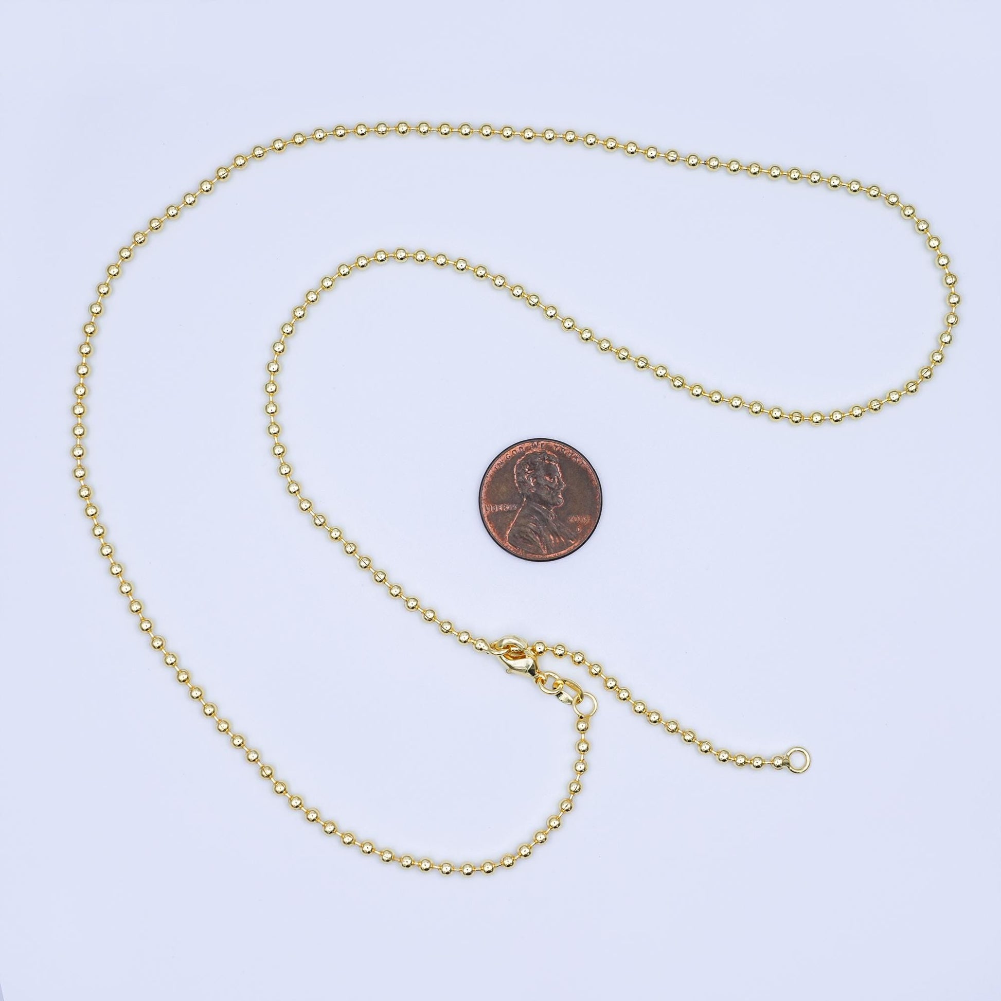14k gold filled 2.4mm round bead 20 inch chain necklace in gold Ready to wear necklace for jewelry making supply WA-3175