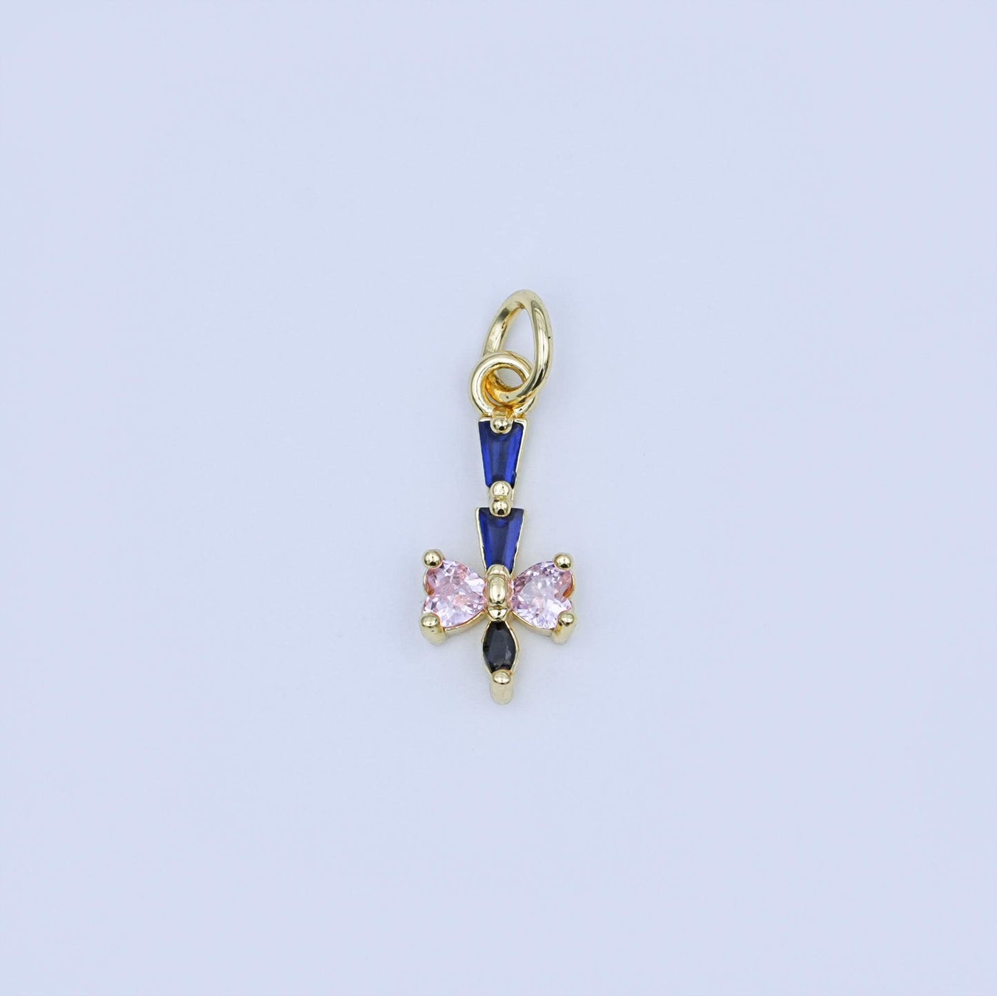 24K Gold Filled Ribbon Baguette CZ Charm | W918