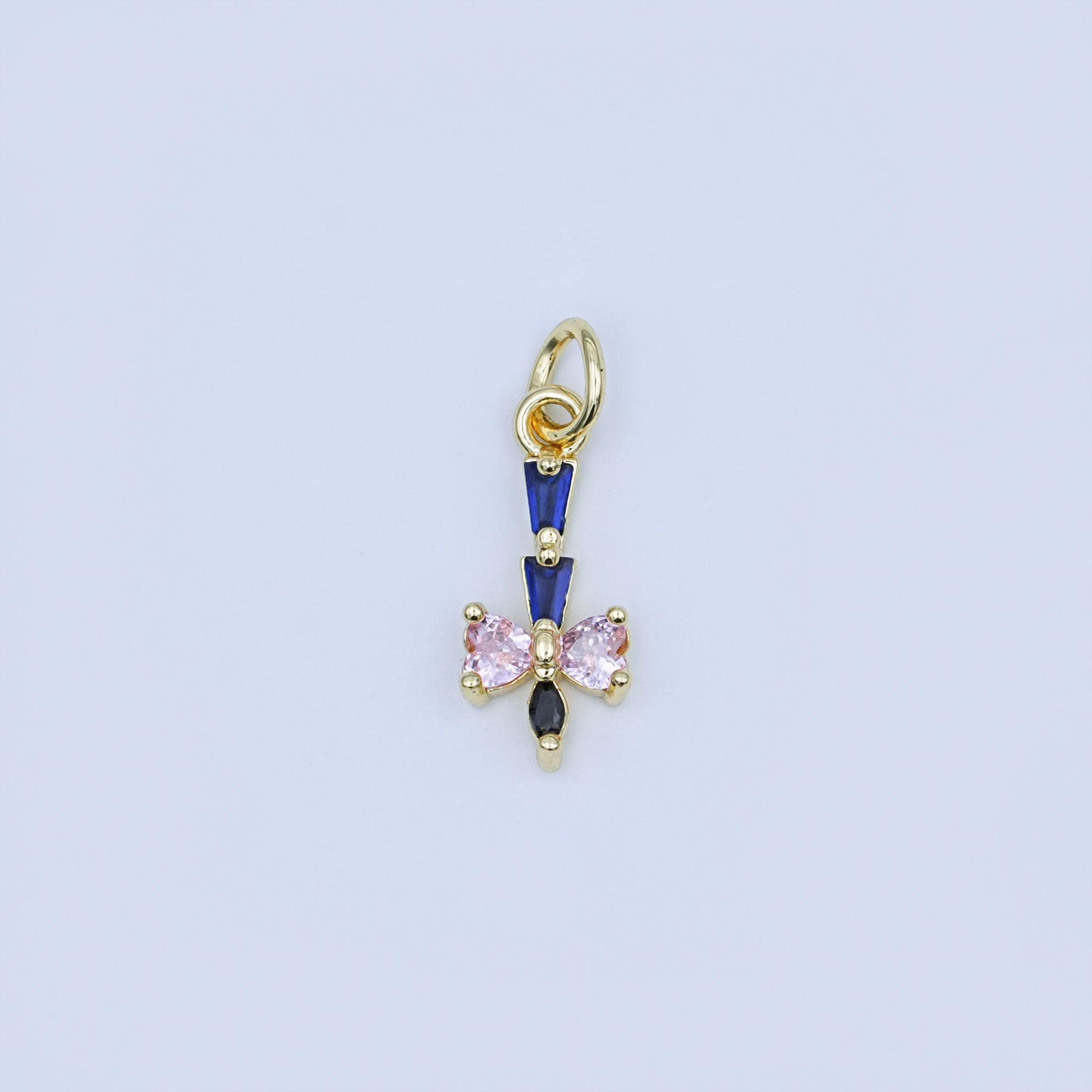 24K Gold Filled Ribbon Baguette CZ Charm | W918