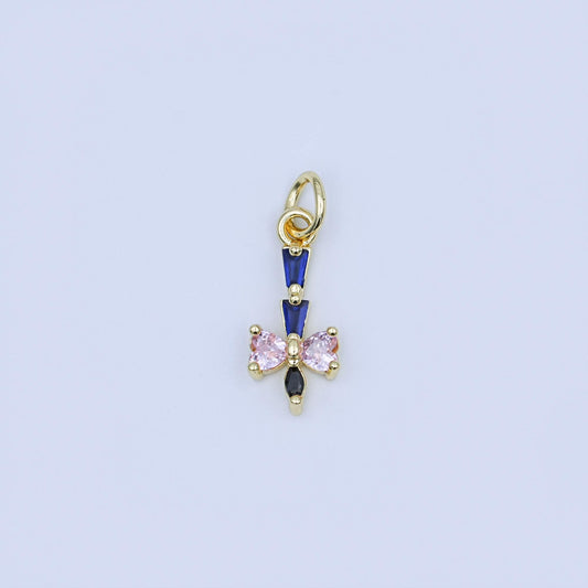 24K Gold Filled Ribbon Baguette CZ Charm | W918