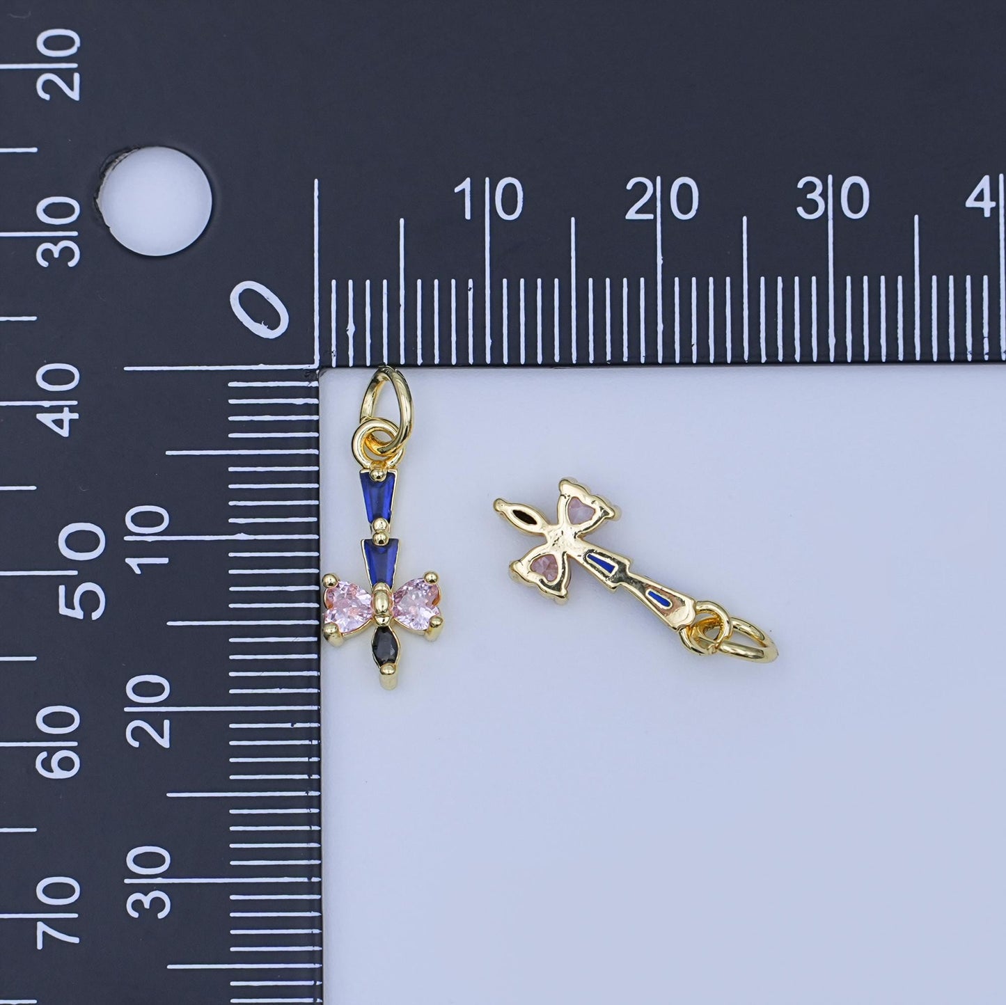 24K Gold Filled Ribbon Baguette CZ Charm | W918