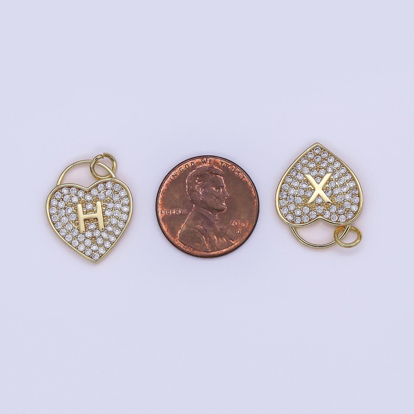 Dainty 24K Gold Filled Micro Pave Initial Letter Heart Pendant Alphabet Charm for Personalized Jewelry Making Supply | AF-001
