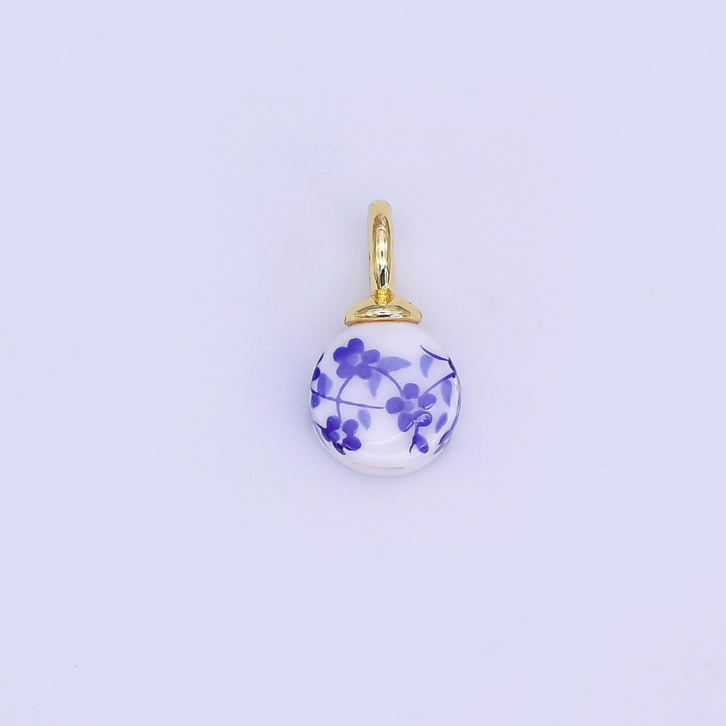 Dainty White Flower Ceramic Charm Handmade Cherry Blossom Vintage Floral Painting Charm For Necklace Bracelet Jewelry Making Supply N-131