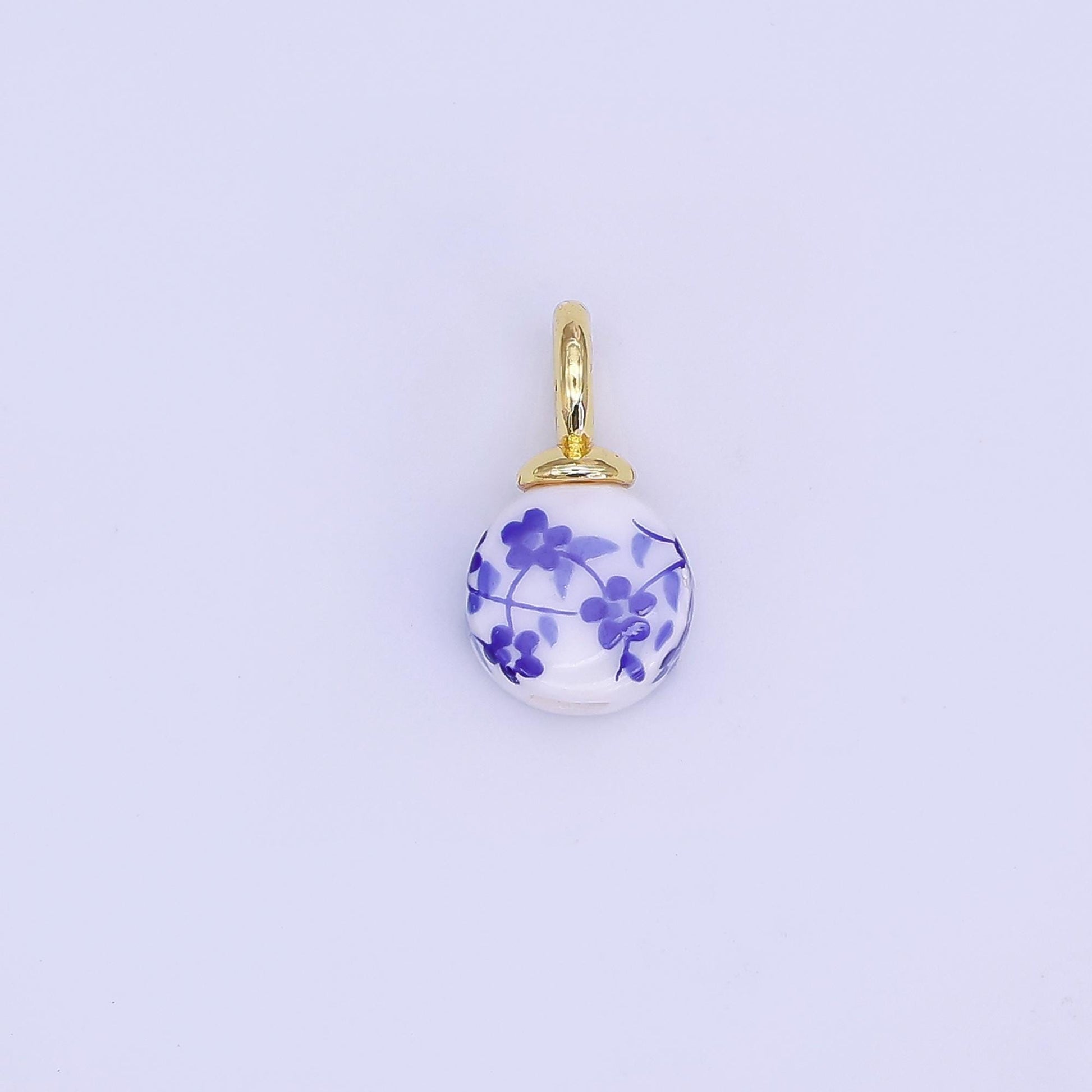 Dainty White Flower Ceramic Charm Handmade Cherry Blossom Vintage Floral Painting Charm For Necklace Bracelet Jewelry Making Supply N-131