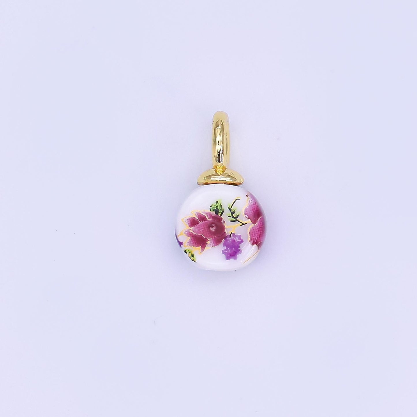 Dainty White Flower Ceramic Charm Handmade Cherry Blossom Vintage Floral Painting Charm For Necklace Bracelet Jewelry Making Supply N-131