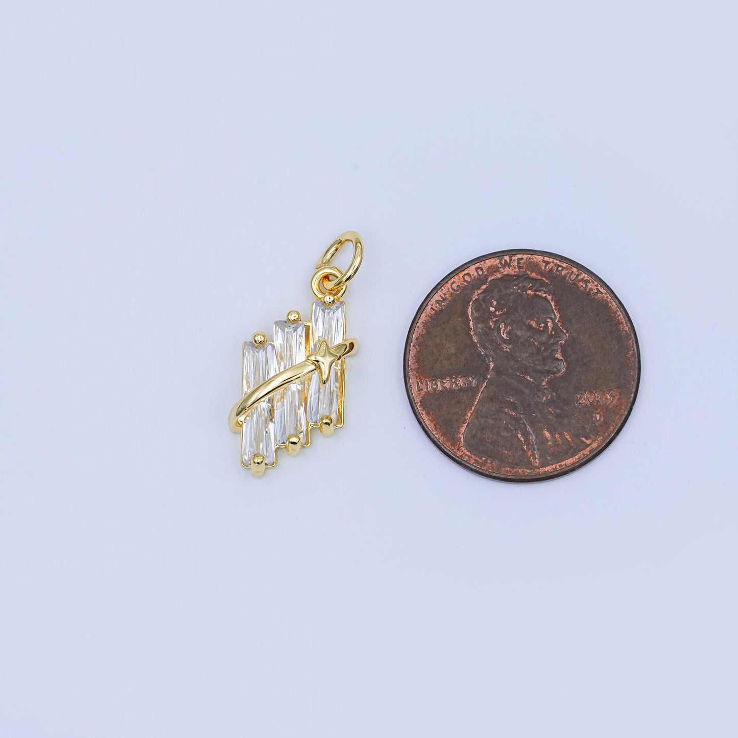 24K Gold Filled Clear Baguette Celestial CZ Charm | X012