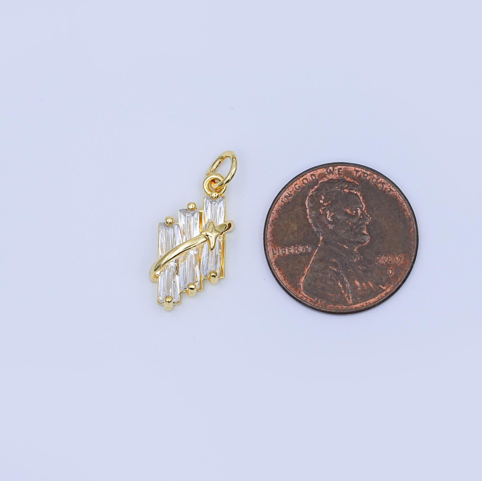 24K Gold Filled Clear Baguette Celestial CZ Charm | X012