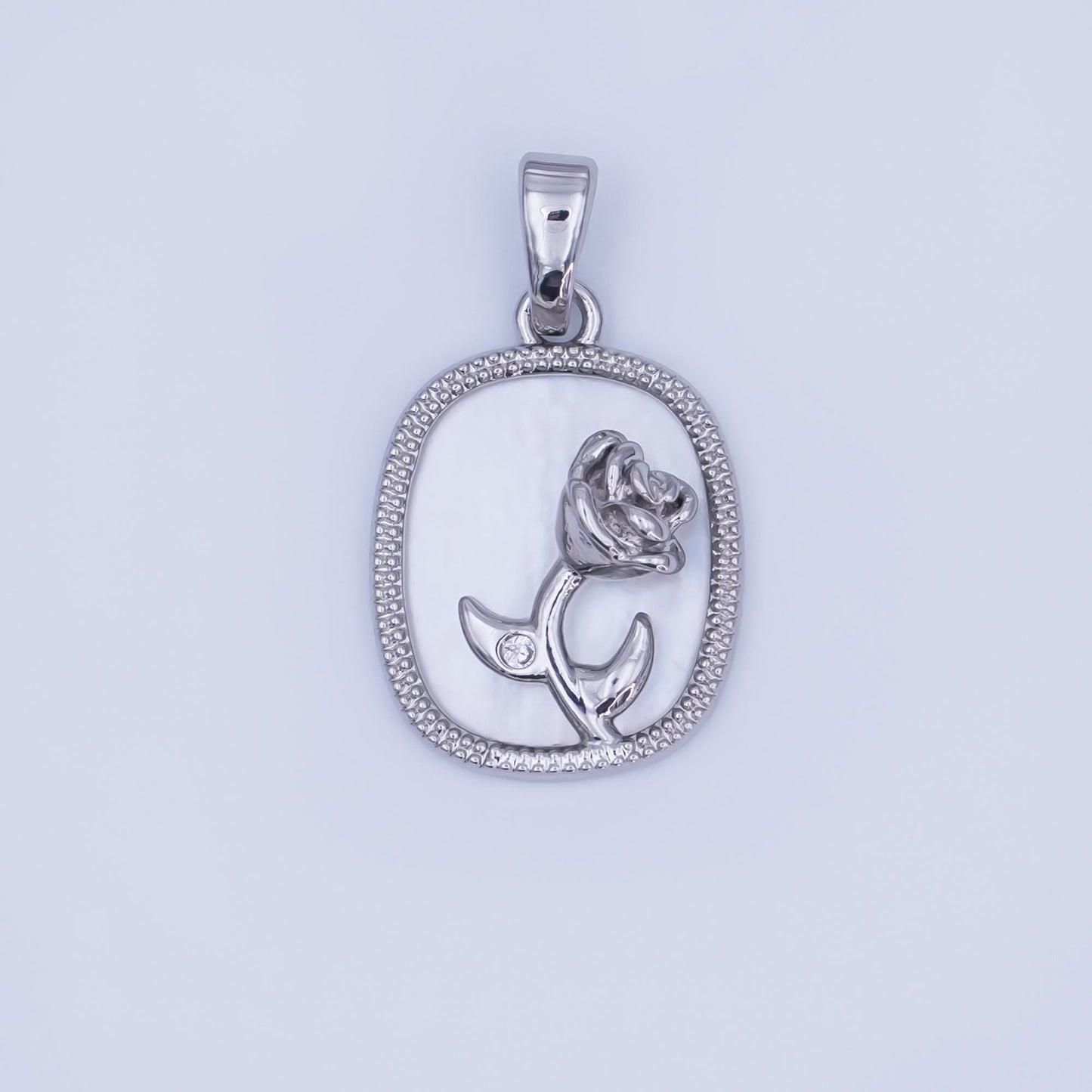 24K Gold Filled Rose Flower Shell Pearl Pendant in Gold & Silver | AH410
