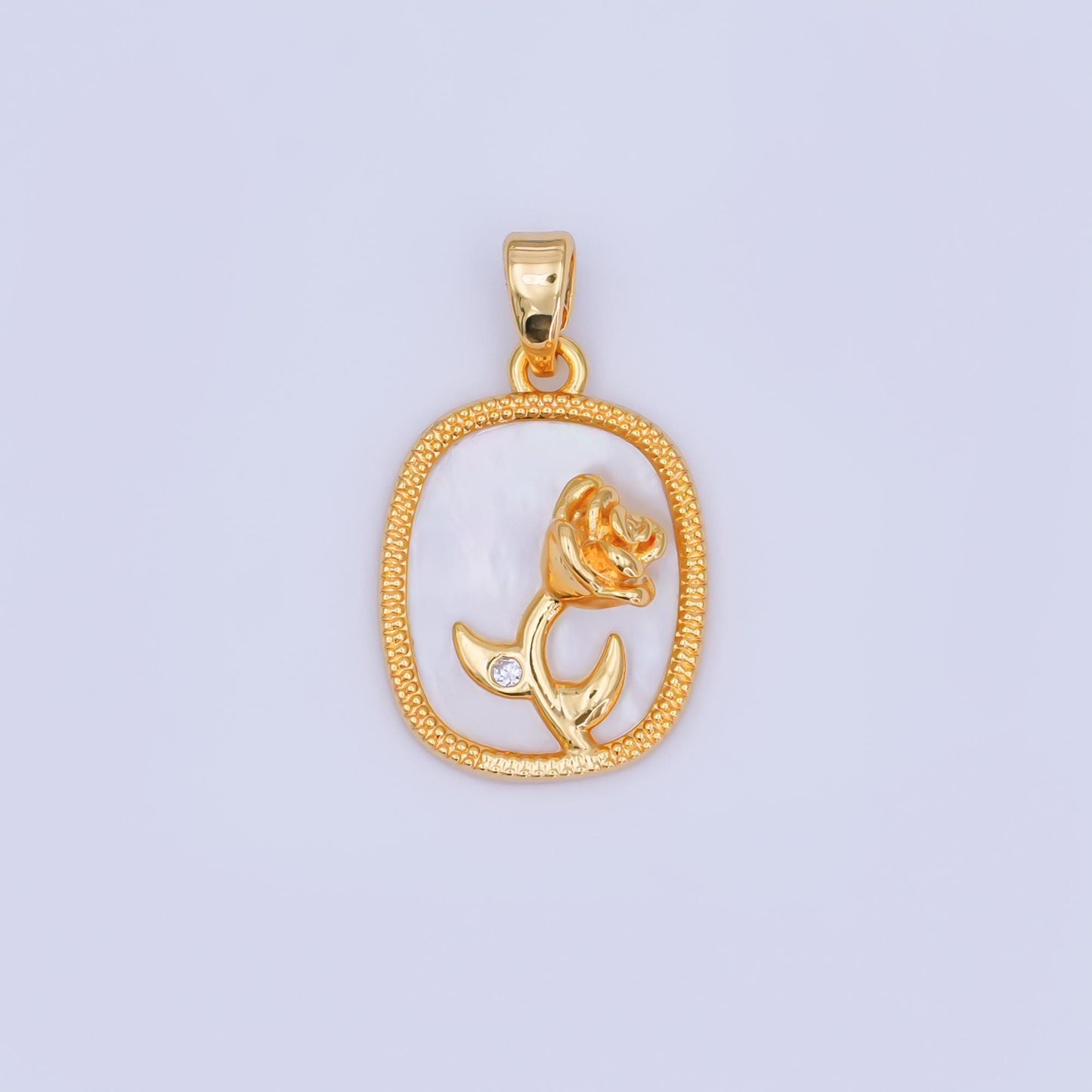 24K Gold Filled Rose Flower Shell Pearl Pendant in Gold & Silver | AH410