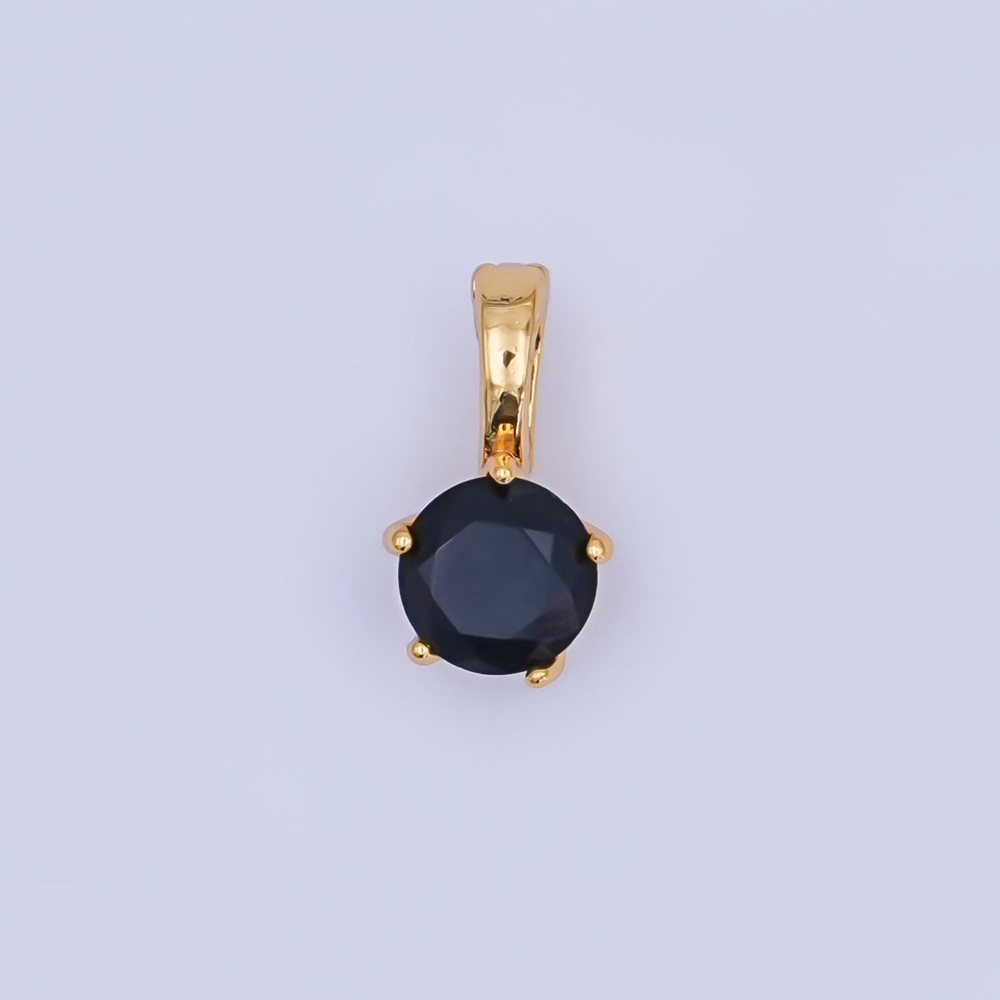 24K Gold Filled Clear, Pink, Blue CZ Round Solitaire Pendant | AH412 AH413