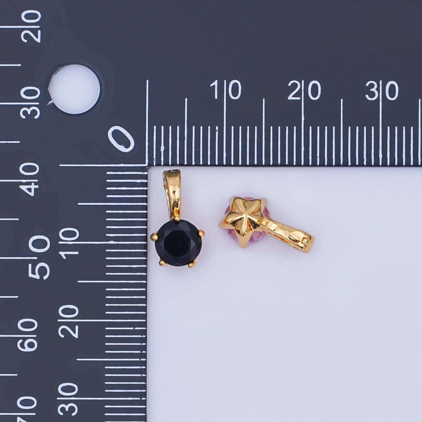 24K Gold Filled Clear, Pink, Blue CZ Round Solitaire Pendant | AH412 AH413
