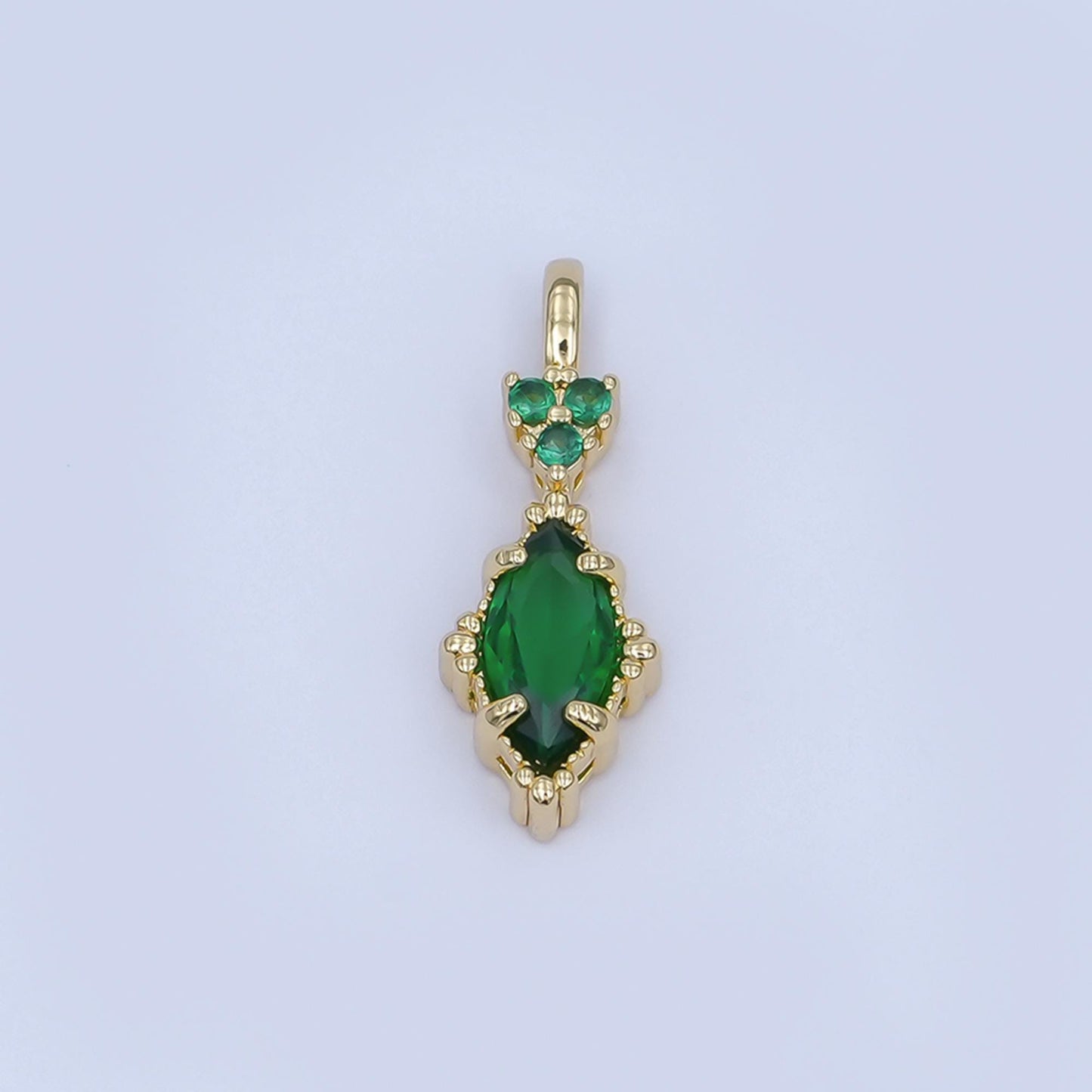 24K Gold Filled Pink, Purple, Clear, Green, Red Marquise Pendant | AH414 - AH416