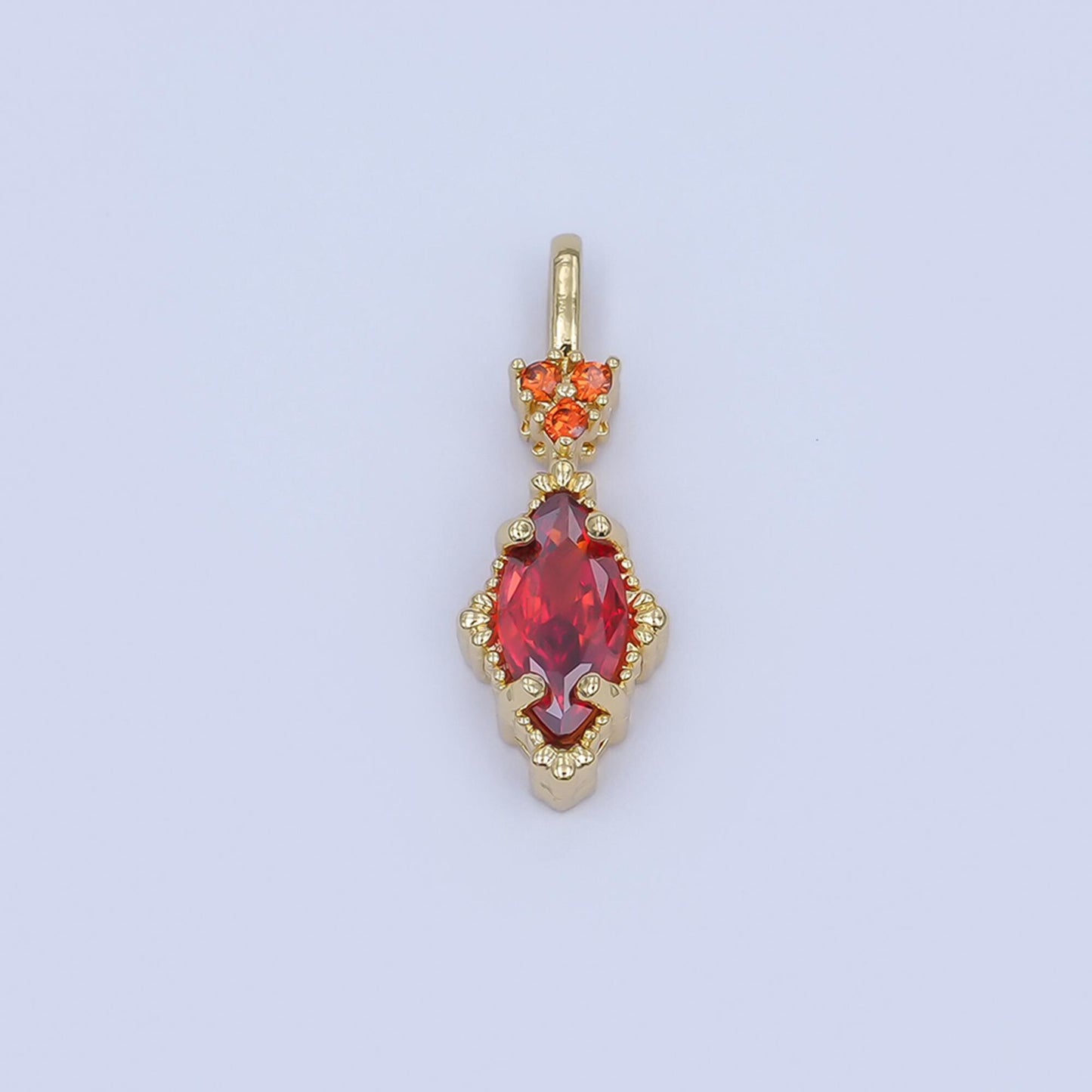 24K Gold Filled Pink, Purple, Clear, Green, Red Marquise Pendant | AH414 - AH416