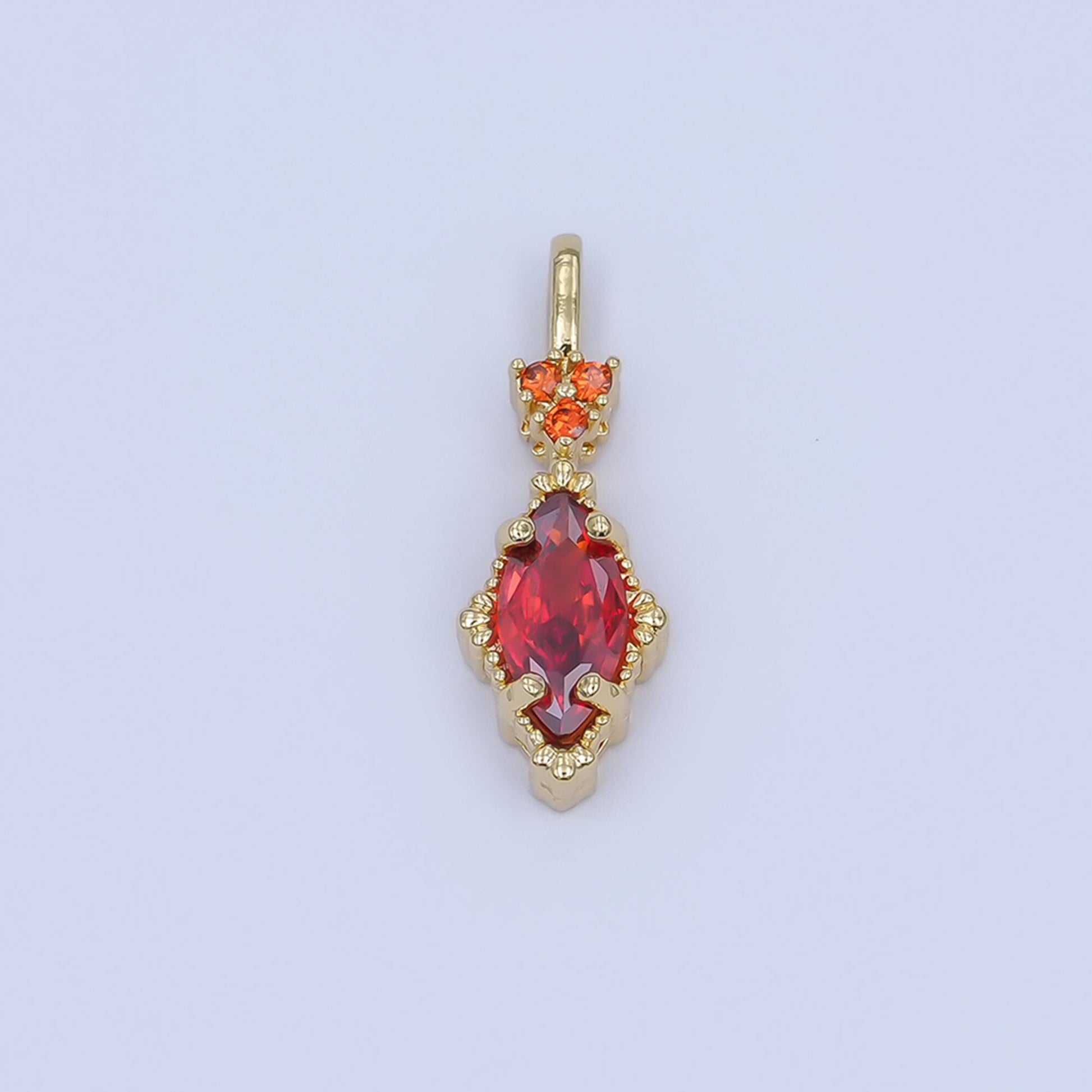 24K Gold Filled Pink, Purple, Clear, Green, Red Marquise Pendant | AH414 - AH416
