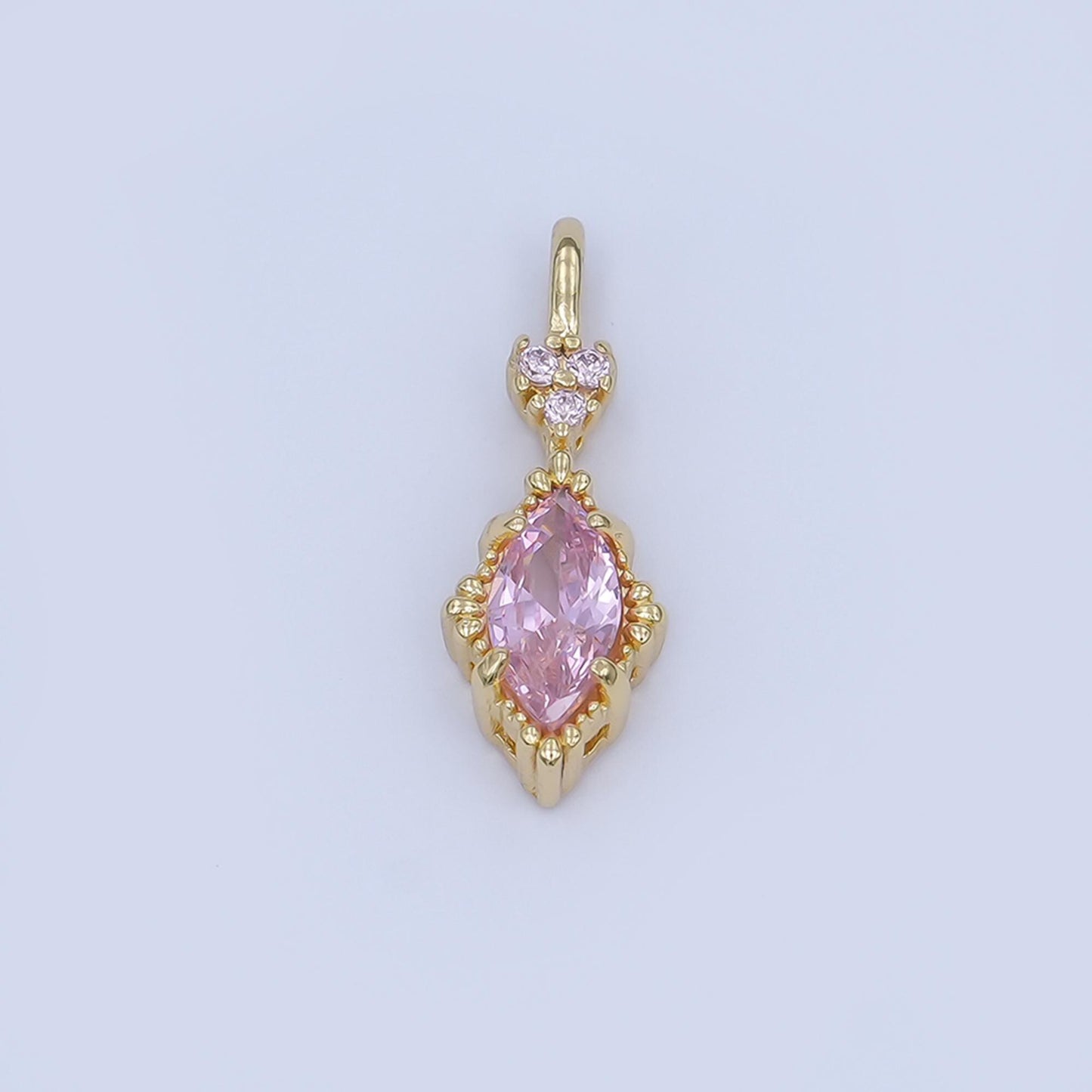 24K Gold Filled Pink, Purple, Clear, Green, Red Marquise Pendant | AH414 - AH416