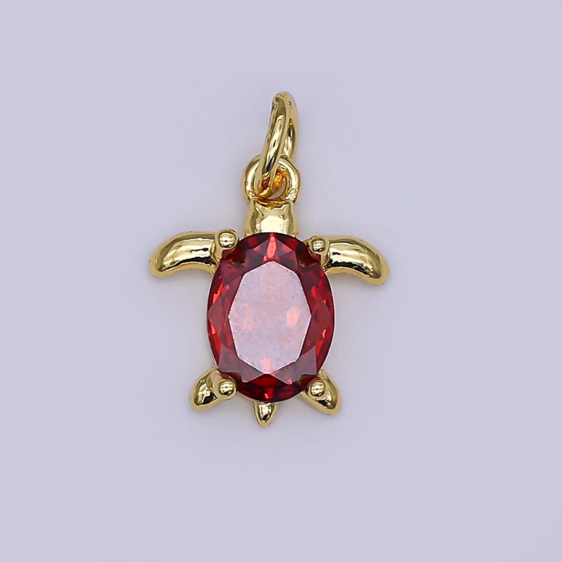 24K Gold Filled CZ Turtle Turquoise Animal Charm | X146 - X232