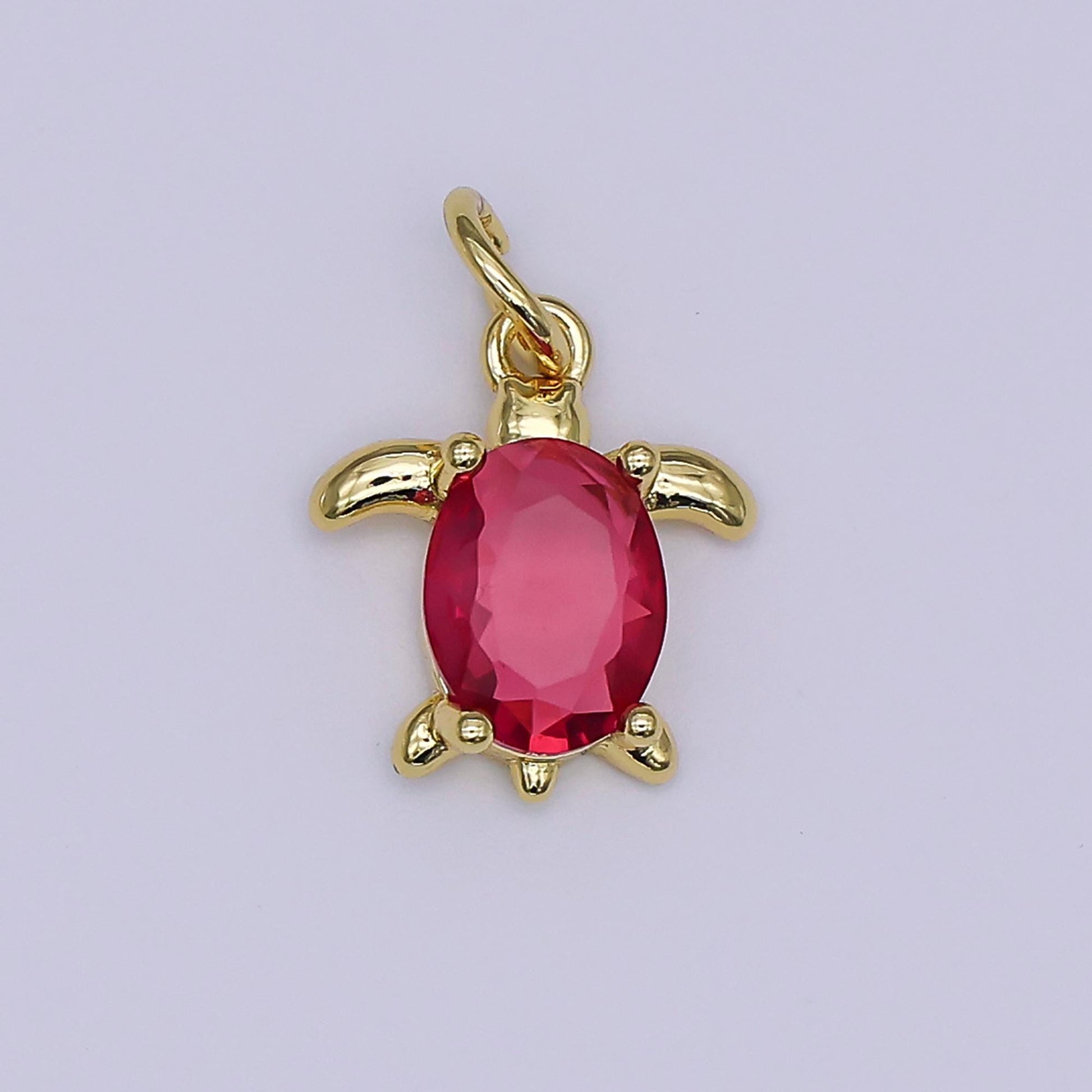 24K Gold Filled CZ Turtle Turquoise Animal Charm | X146 - X232