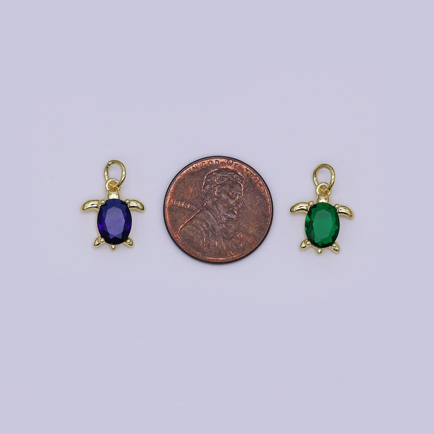 24K Gold Filled CZ Turtle Turquoise Animal Charm | X146 - X232