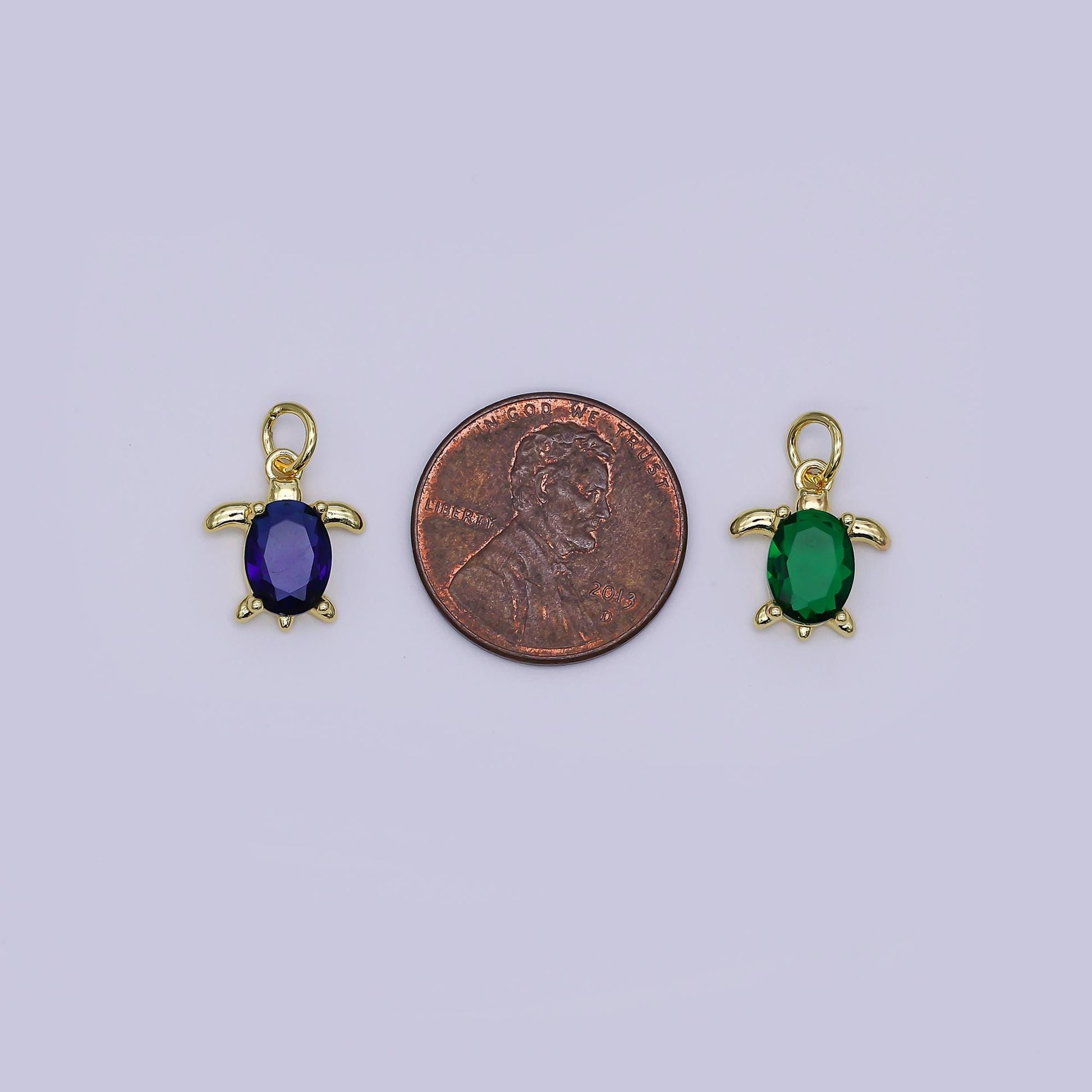 24K Gold Filled CZ Turtle Turquoise Animal Charm | X146 - X232