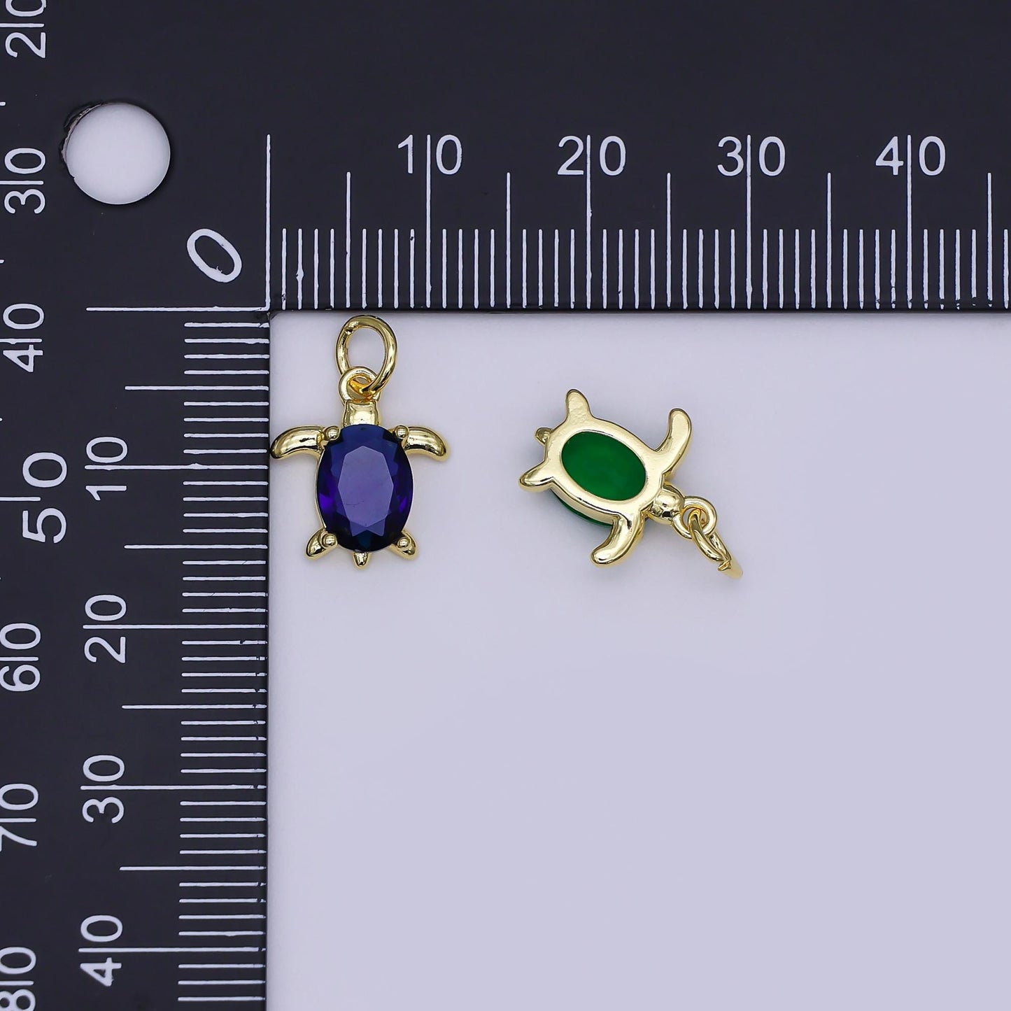 24K Gold Filled CZ Turtle Turquoise Animal Charm | X146 - X232