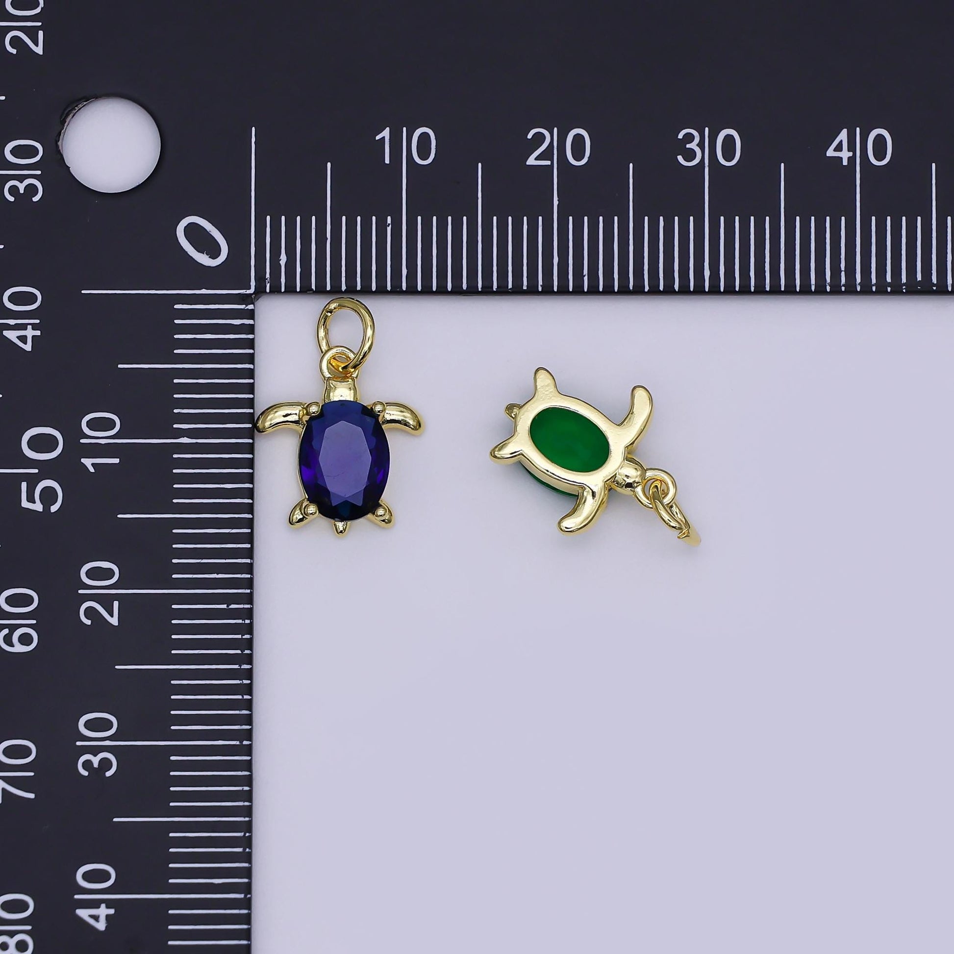 24K Gold Filled CZ Turtle Turquoise Animal Charm | X146 - X232