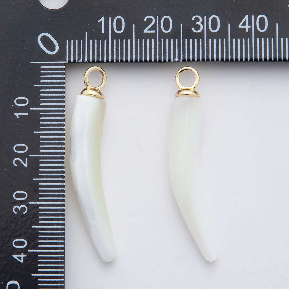 White Tusk Shell pearl charms white pearl drop pendants dainty charm necklace pendant 40mm pearl drop with bail AF-335