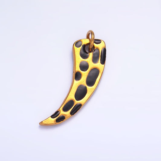 Long Horn PVD Gold Plated Stainless Steel pendant Tusk charm for necklace Leopard Print Inspired P-646