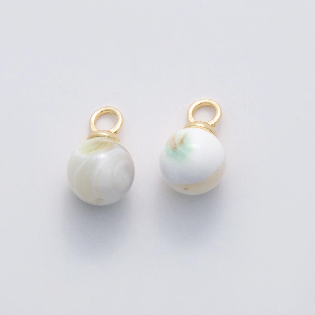 Dainty shell pearl round pearl charms pendant for bracelet necklace component X-652
