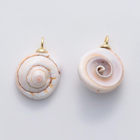Shiva Eye Shell Pendant, Natural Operculum Cat’s Eye Charm, Gold Filled Beach Jewelry, Spiral Shell Pendant DIY Jewelry Making x-671