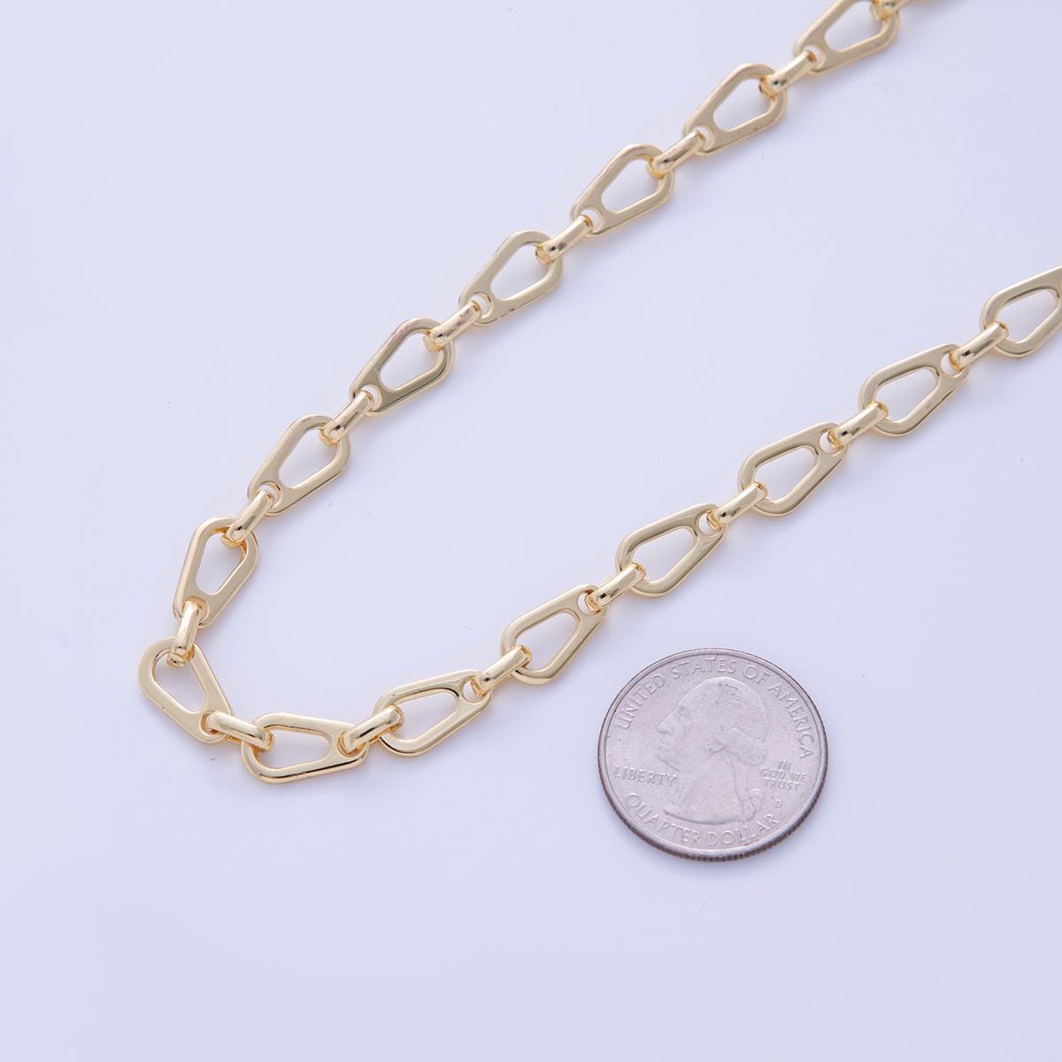 Stainless Steel Geometric Oblong Link Unfinished Chain by Yard | Roll-15723