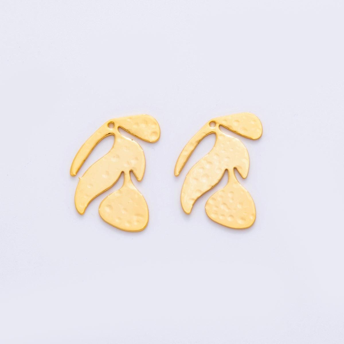 Gold Abstract Leaf Charms Hammered Earring Supply Modern Matisse Style Charms for DIY Earrings, Lightweight Jewelry Making Supplies Z-1170